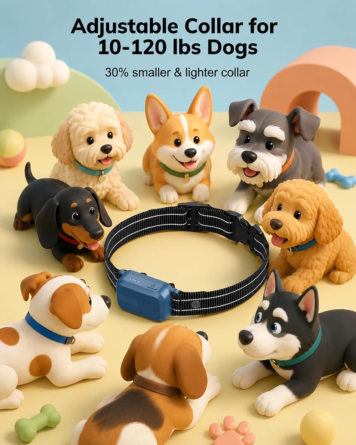 Dog Shock Collar - 4500FT Dog Training Collar with Remote, IPX8 Waterproof Electric Dog Collar with 4 Training Modes, Rechargeable eCollar for Small Medium Large Dogs 10-120lbs(Sky Blue)