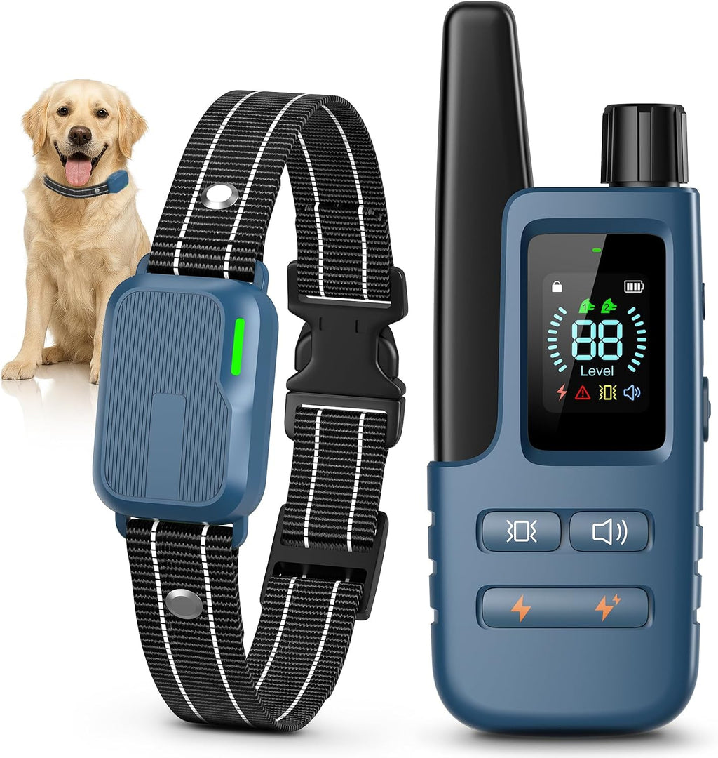 Dog Shock Collar - 4500FT Dog Training Collar with Remote, IPX8 Waterproof Electric Dog Collar with 4 Training Modes, Rechargeable eCollar for Small Medium Large Dogs 10-120lbs(Sky Blue)