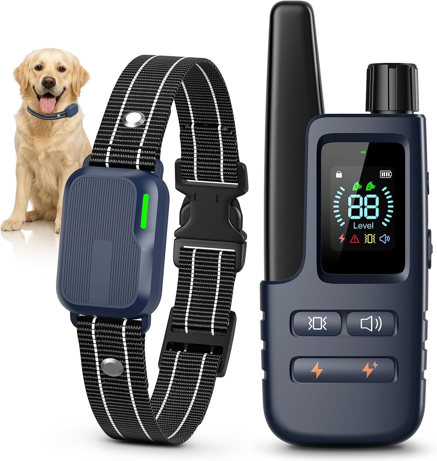 Dog Shock Collar - 4500FT Dog Training Collar with Remote, IPX8 Waterproof Electric Dog Collar with 4 Training Modes, Rechargeable eCollar for Small Medium Large Dogs 10-120lbs(Sky Blue)