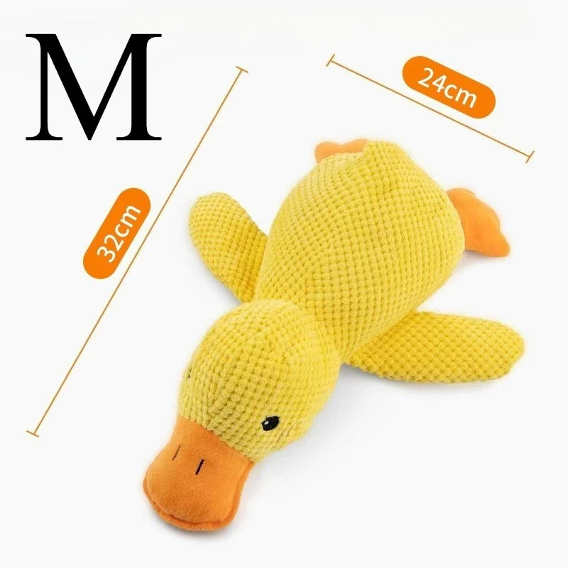Duck dog toy plush chew resistant durable dog toy with quacking sound teeth grinding relief soft companion for small large dog