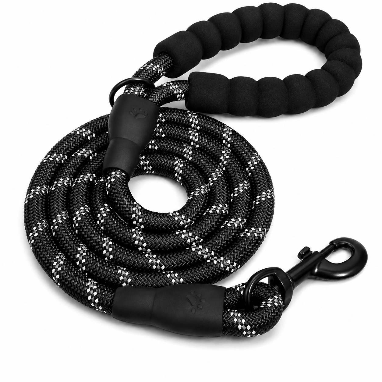 ARVELLO Reflective Dog Rope Leash with Padded Handle, Poop Bag Holder & Waste Bag Roll, Heavy Duty Braided Training Leash for Small Medium Large Dogs