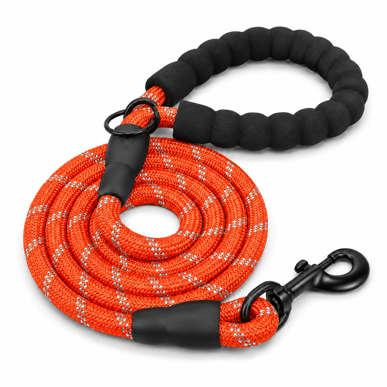 ARVELLO Reflective Dog Rope Leash with Padded Handle, Poop Bag Holder & Waste Bag Roll, Heavy Duty Braided Training Leash for Small Medium Large Dogs