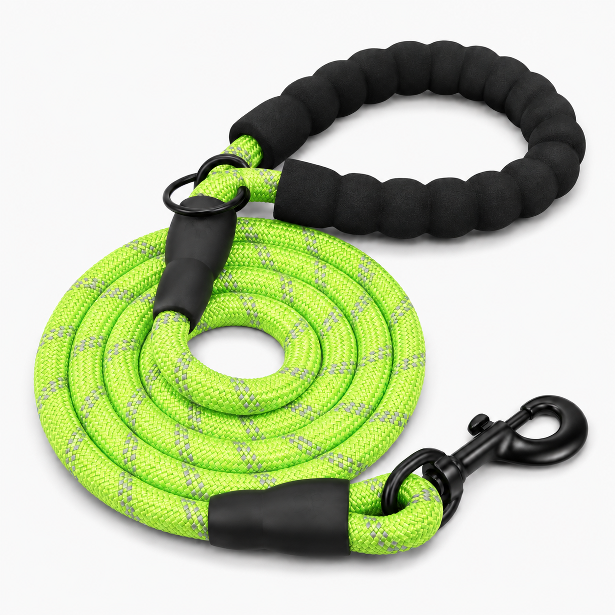 ARVELLO Reflective Dog Rope Leash with Padded Handle, Poop Bag Holder & Waste Bag Roll, Heavy Duty Braided Training Leash for Small Medium Large Dogs