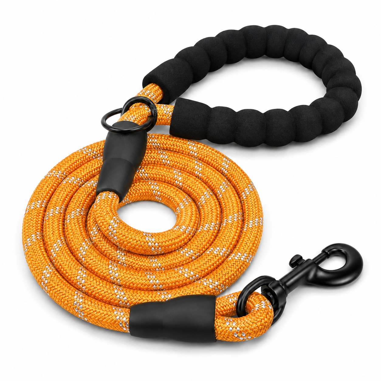 ARVELLO Reflective Dog Rope Leash with Padded Handle, Poop Bag Holder & Waste Bag Roll, Heavy Duty Braided Training Leash for Small Medium Large Dogs