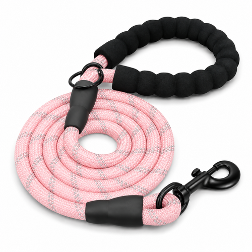 ARVELLO Reflective Dog Rope Leash with Padded Handle, Poop Bag Holder & Waste Bag Roll, Heavy Duty Braided Training Leash for Small Medium Large Dogs
